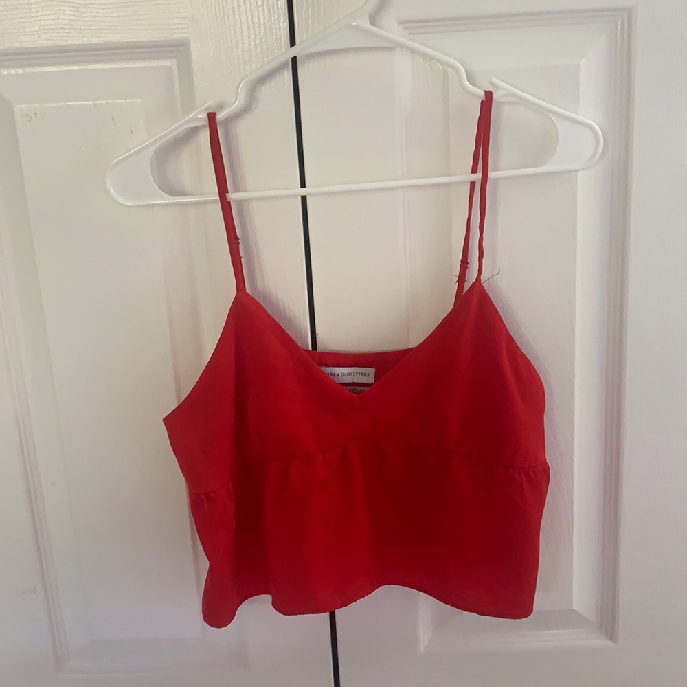 urban outfitters red silk crop top